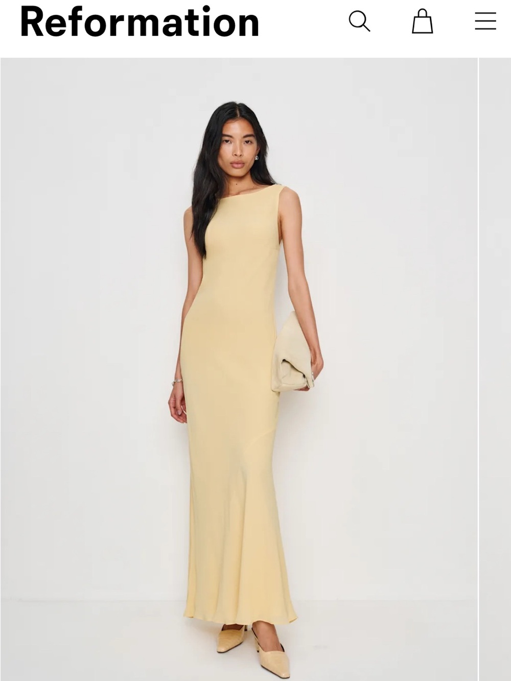 Reformation Prescott Maxi Dress in Butter Yellow (sold out online)